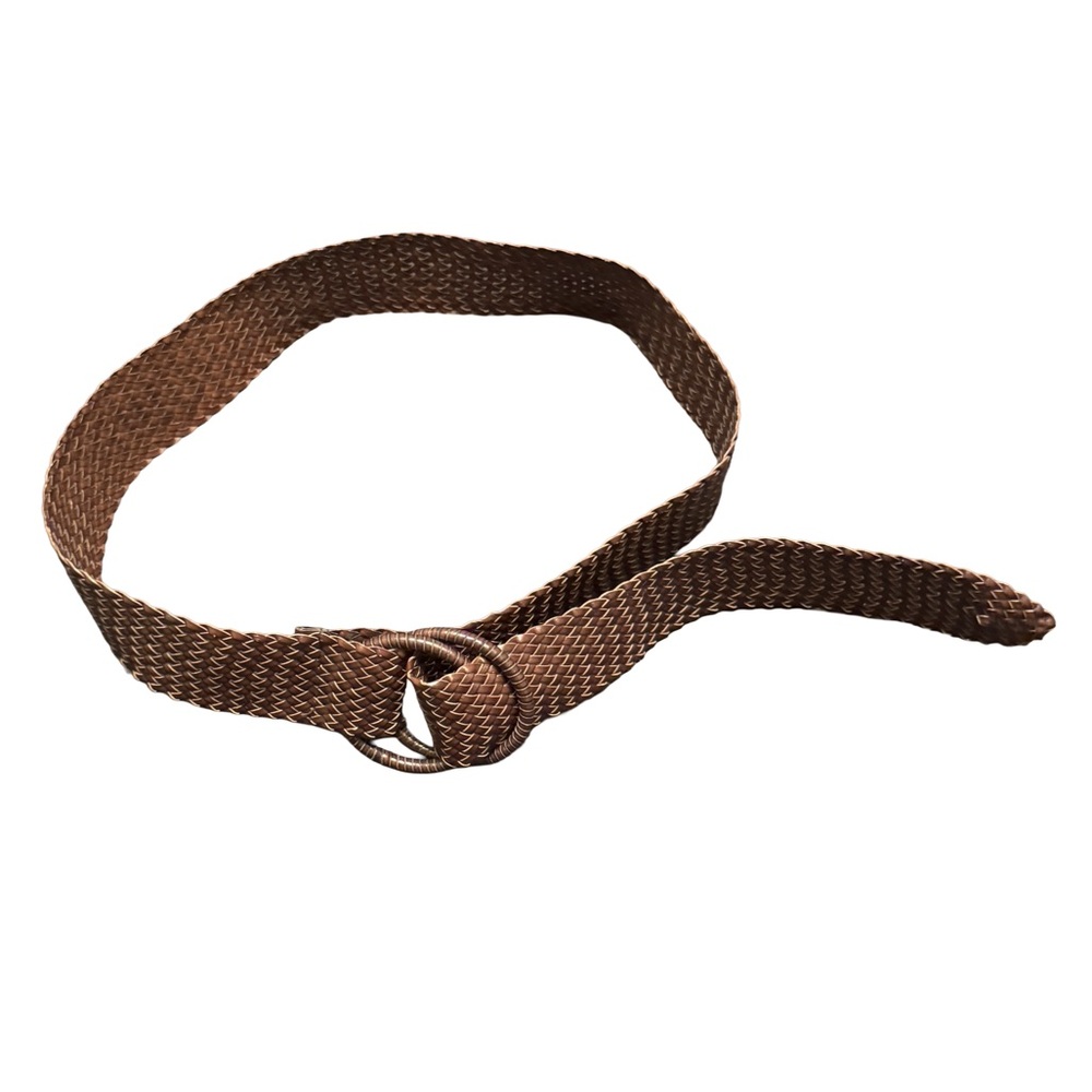 Vintage Woven Belt | Y2K Brown Braided O-Ring Style